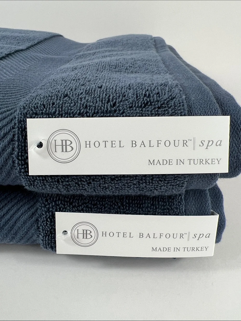 Hotel Balfour Spa Bath Towels Dark Blue Soft Turkish Cotton Plush Set of 2 NEW
